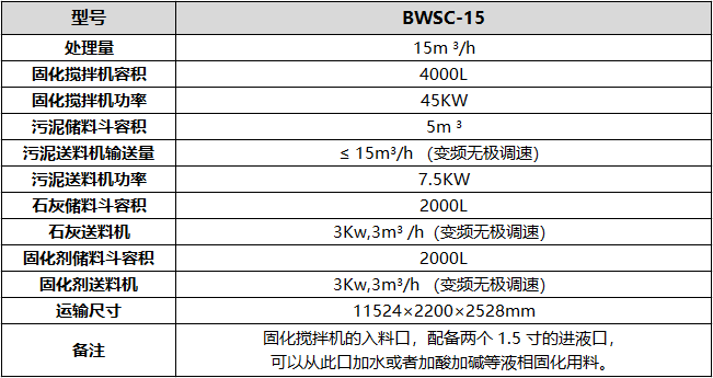 正道能源泥浆固化系统参数